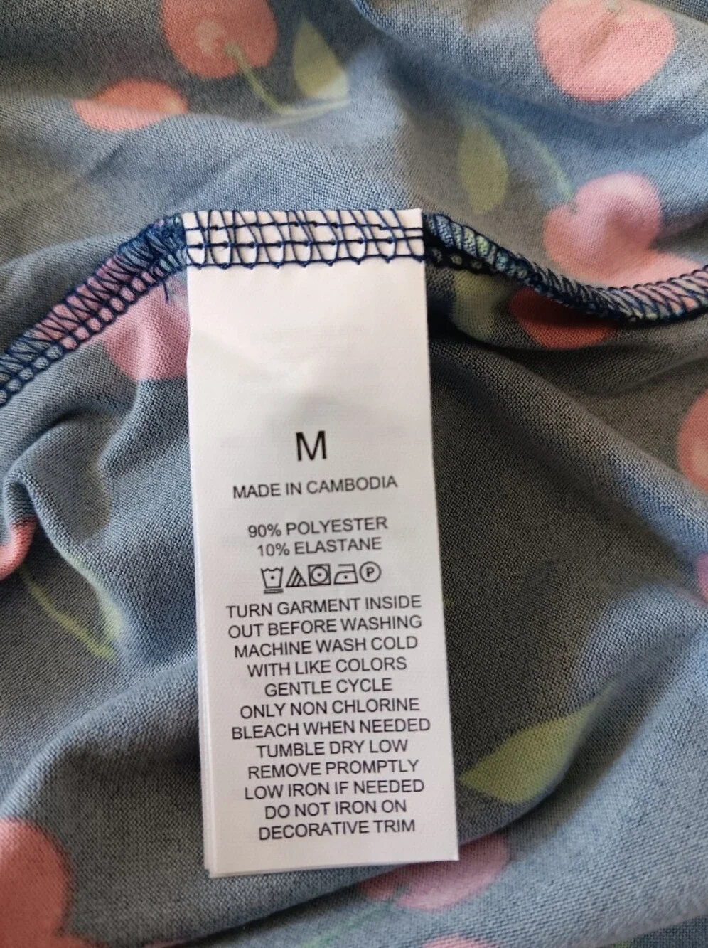New Kate Spade Short Sleeve Pajama Pant Set Red Pink Cherries Indigo Blue Medium